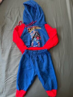 Vintage Superman Red & Blue Kids Costume Hoodie and Pants Set (9-12 month +)